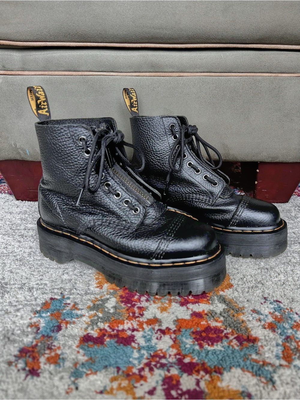 Dr. Martens | Docs SINCLAIR Leather Platform Zip + Lace Up Boots in Black